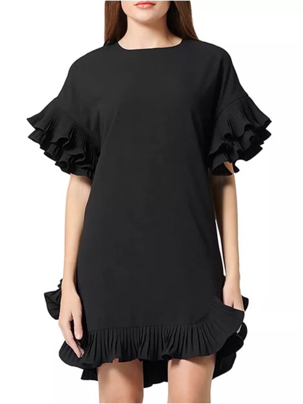 Gracia Black Ruffle Sleeve Tunic Top